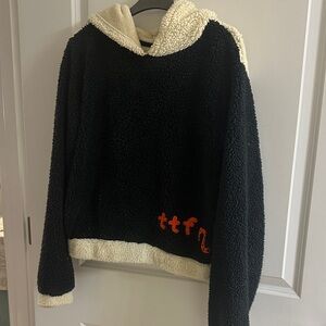 Women's Black and Cream Sherpa Tigger Hoodie